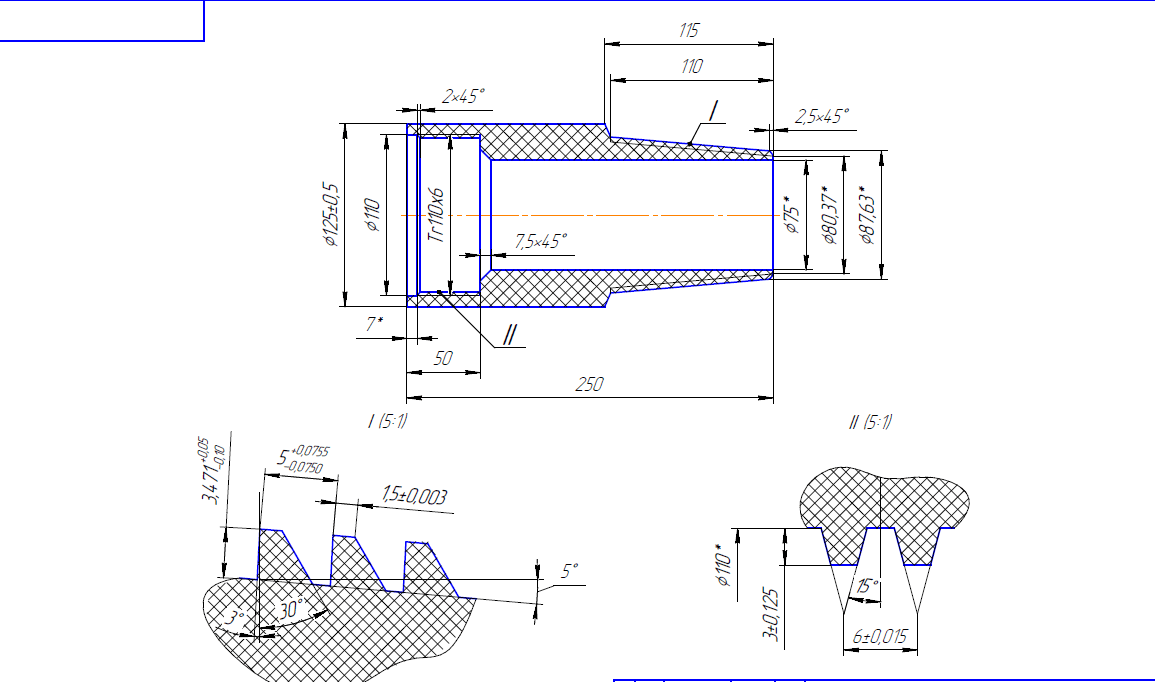 Переход ПНД с резьбой на скважинный фильтр КДС чертеж